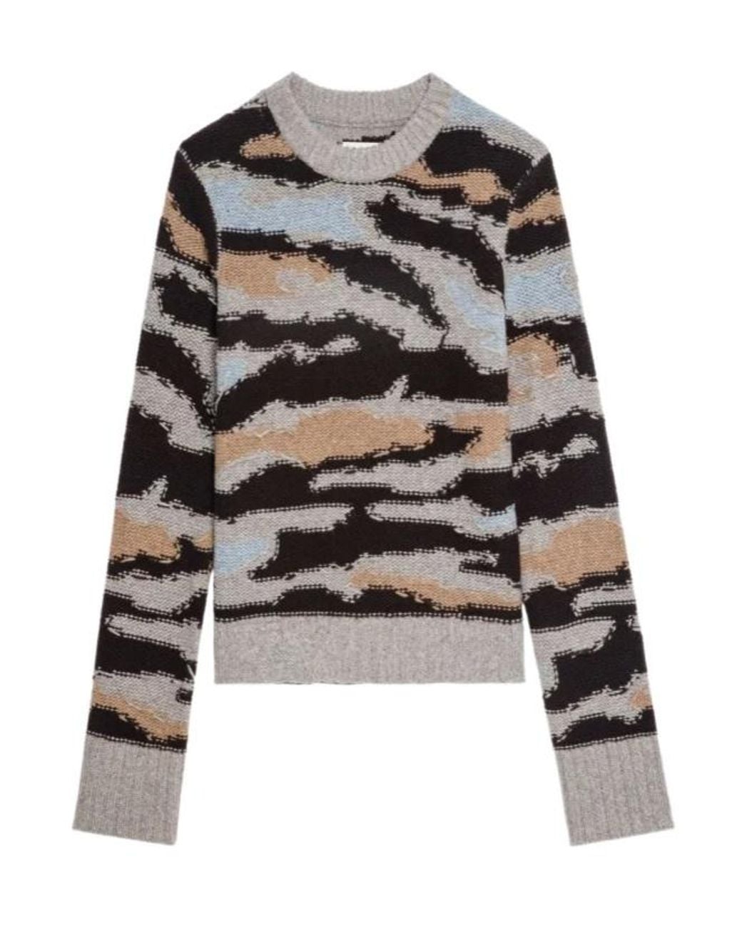Zadig & Voltaire Black Malty Patterned Crew-Neck Sweater