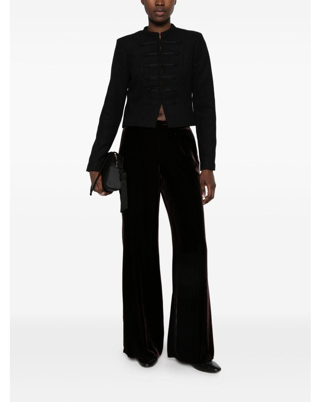 Forte_forte Black Velvet Wide-Leg Trousers