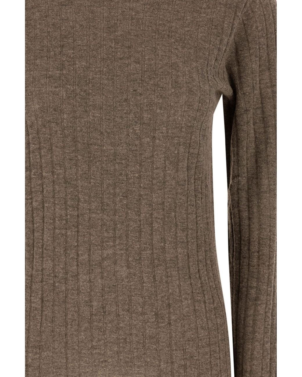 Peserico Brown Slim-Fit Long-Sleeve Turtleneck Knit Top
