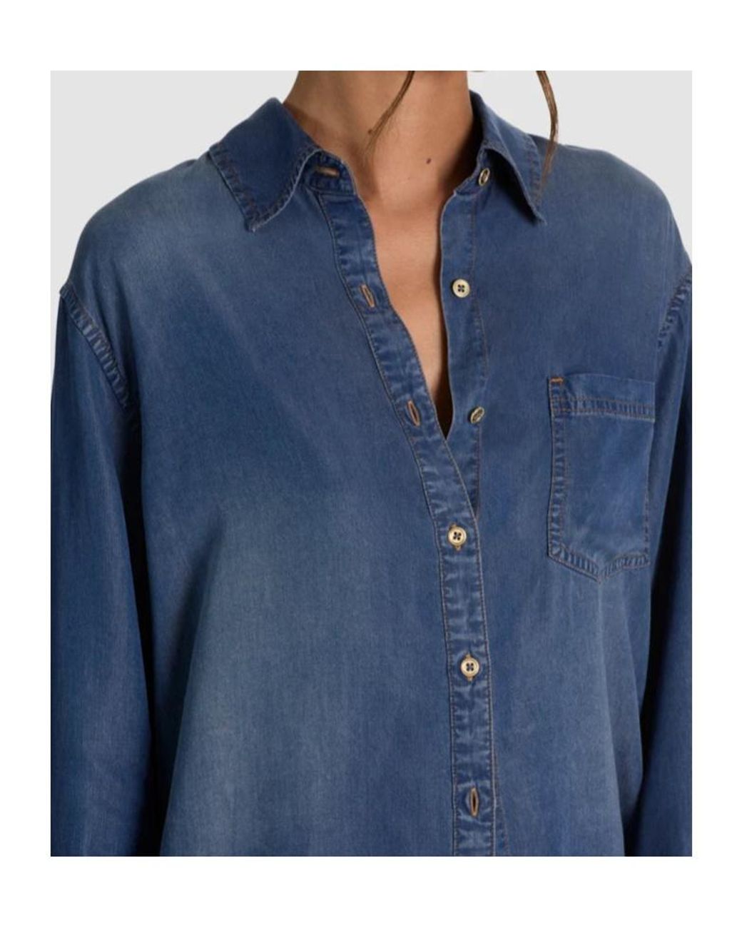 Alice + Olivia Blue Denim Button-Down Shirt