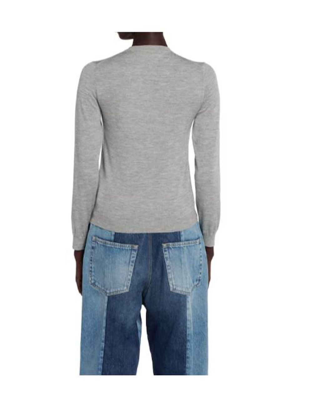 Gucci Gray Logo Embroidered Button-Up Cardigan