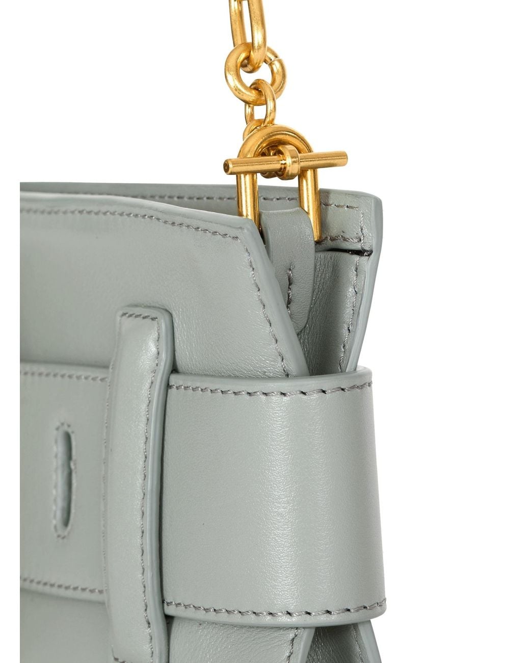 Balmain Metallic Anthem Buckle Chain Clutch Bag