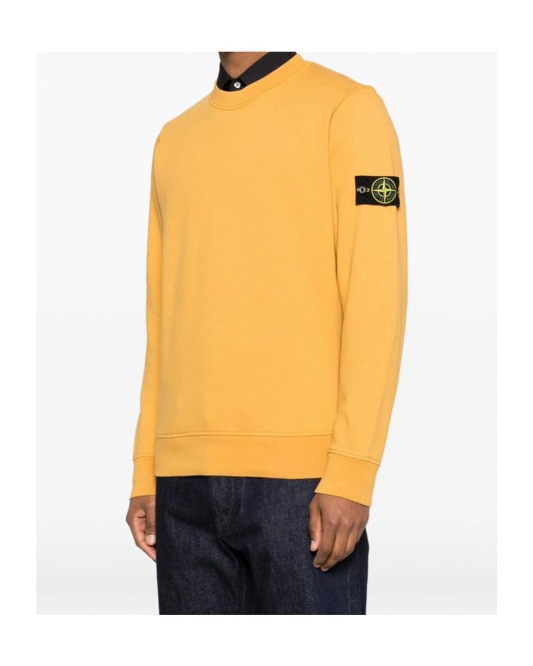 Stone Island Orange Logo Patch Crewneck Sweatshirt for men