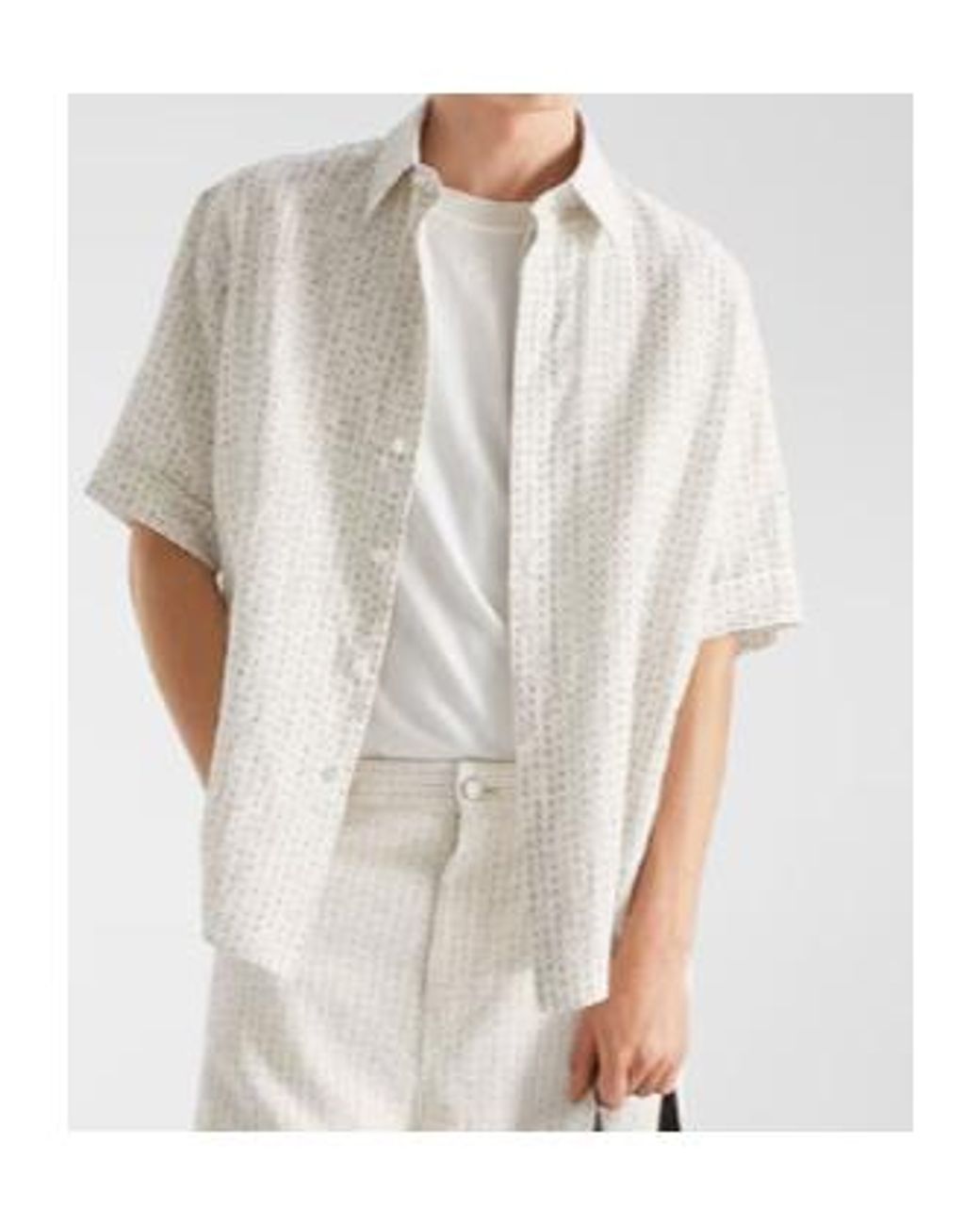 Fendi White Ff-Print Linen Shirt for men