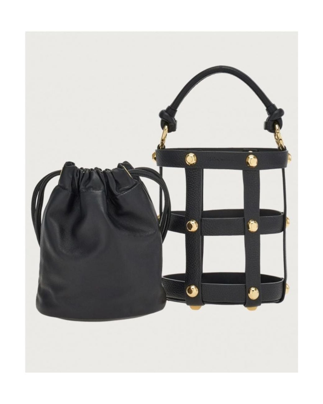 Ferragamo Black Cage Bucket Bag