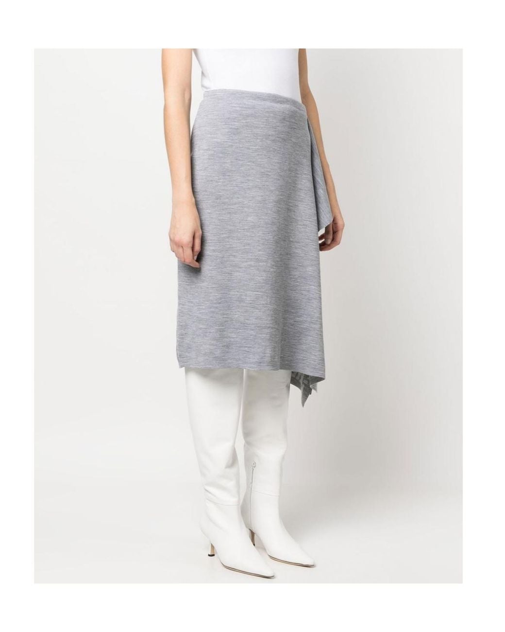 Fendi Gray Asymmetrical Hem Midi Skirt