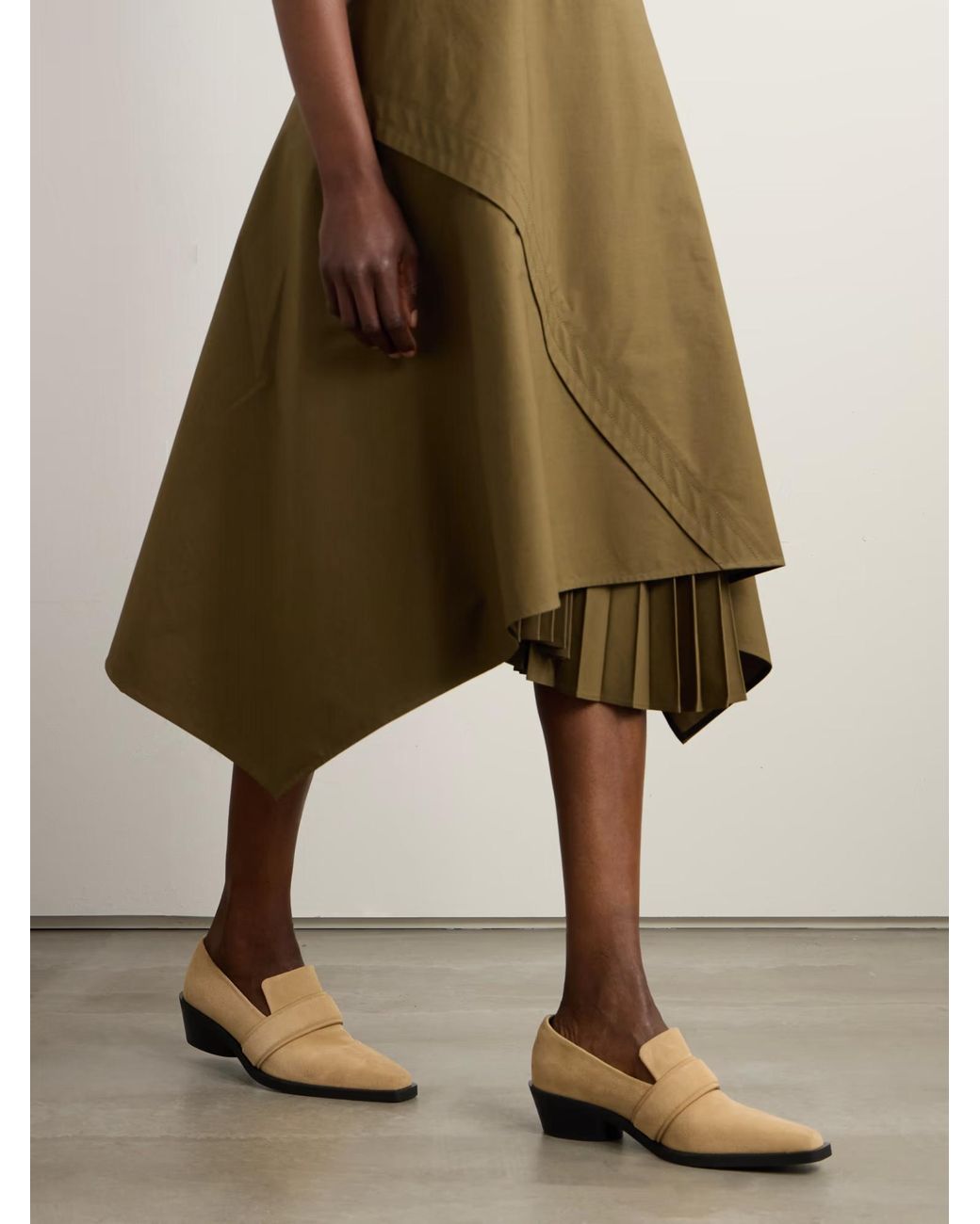 Proenza Schouler Natural Bronco Suede Loafers