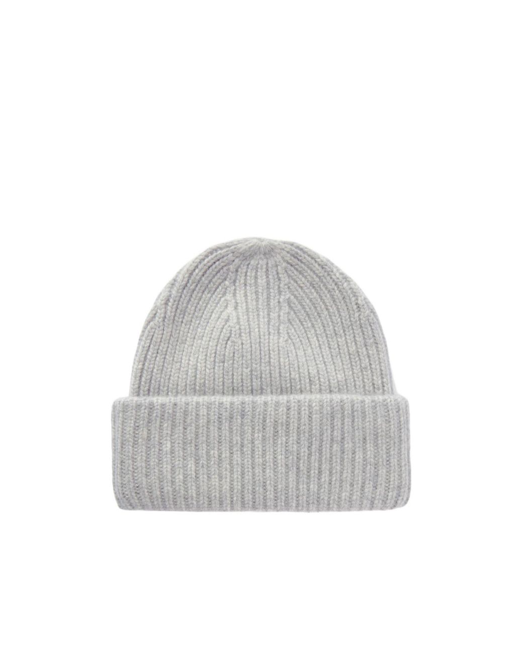 Yves Salomon Gray Ribbed Cashmere Beanie