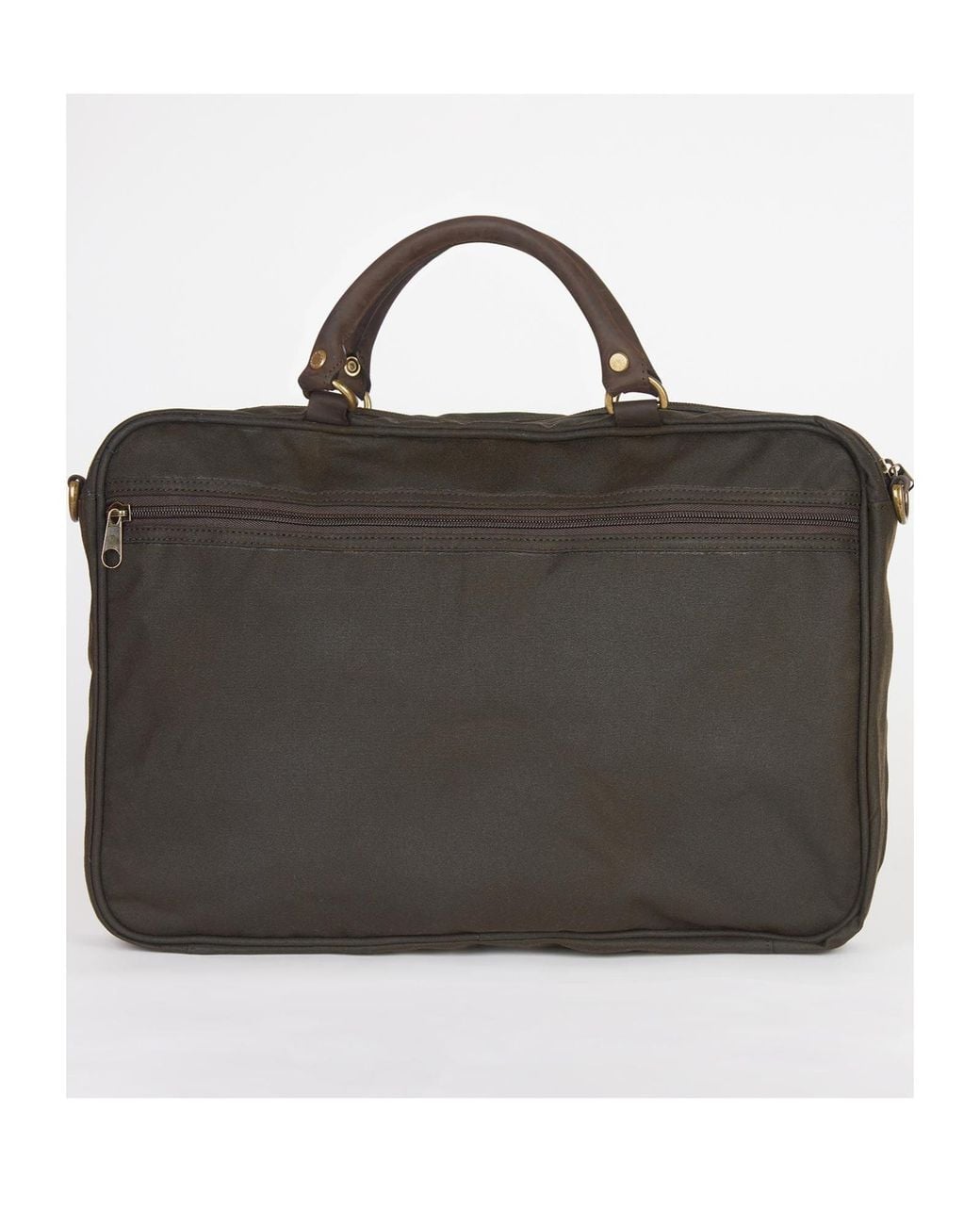 Barbour Brown Foldover Logo Embossed Briefcase for men
