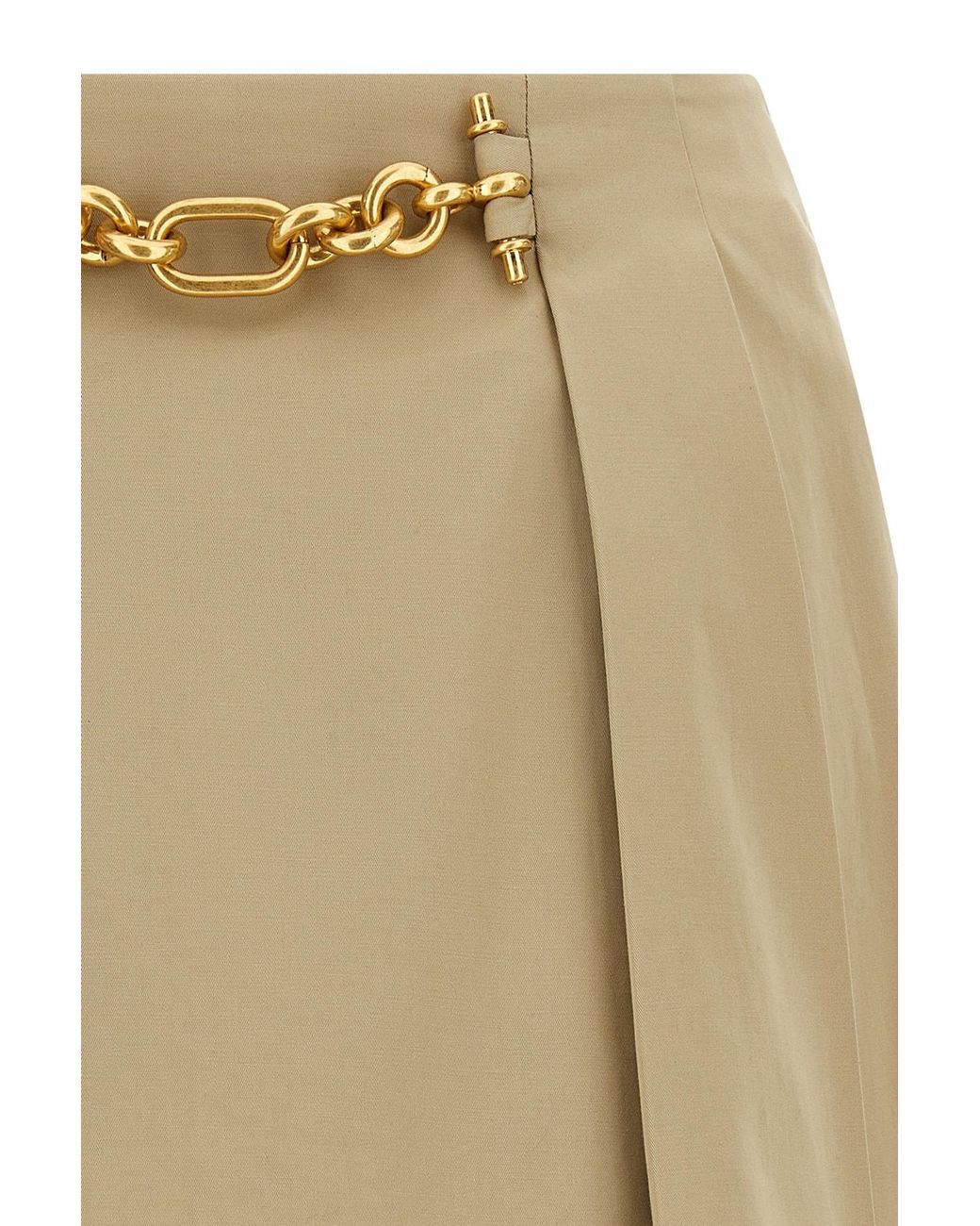 Balmain Natural Pleated Chain Mini Skirt