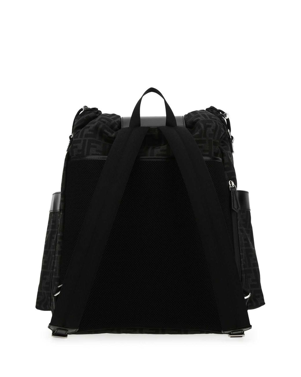 Fendi Black Ff Motif Drawstring Backpack for men
