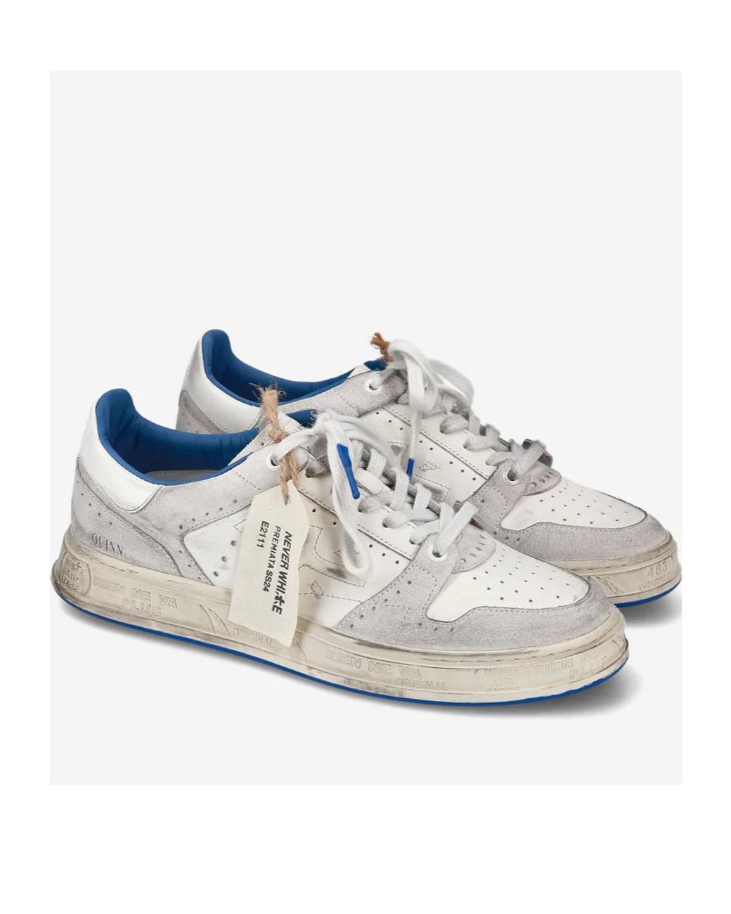 Premiata White Logo Sports Shoes