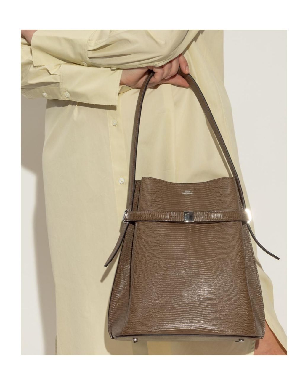 Totême Brown Totême Belted Embossed Bucket Bag