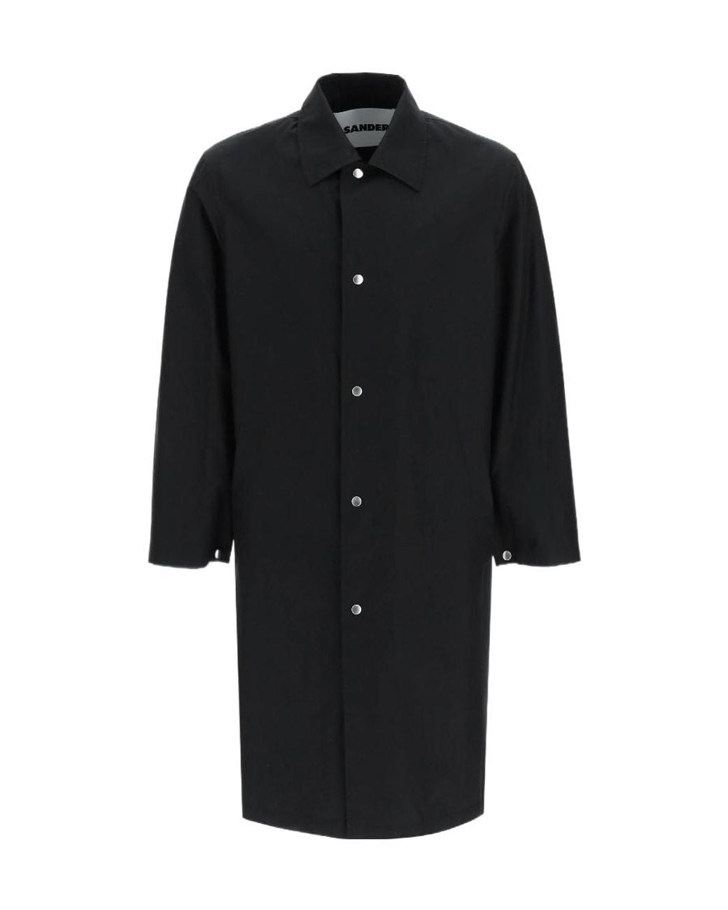 Jil Sander Black Button-Up Long Coat for men