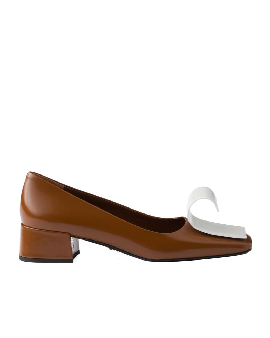 Prada Brown Two-Toned Square-Toe Pumps