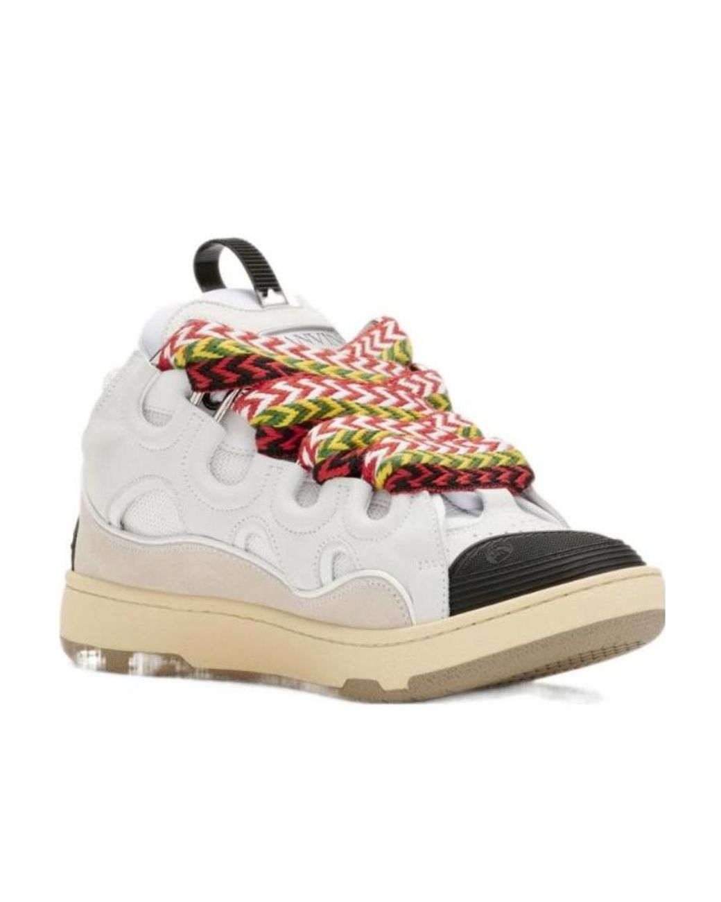 Lanvin Natural Curb Panelled Lace-Up Sneakers