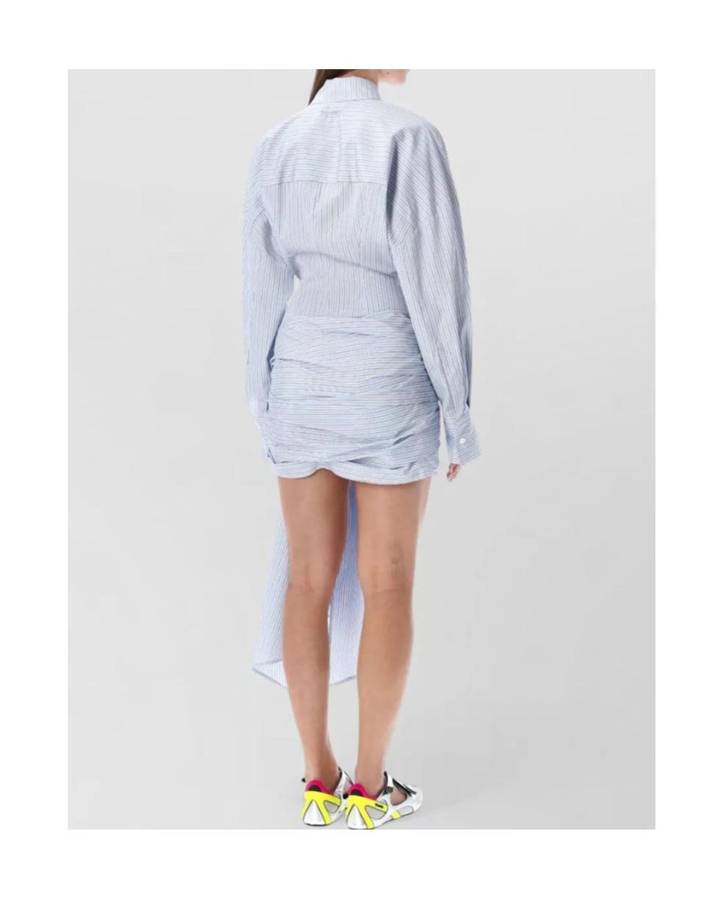 The Attico Blue Long-Sleeved Shirt Dress
