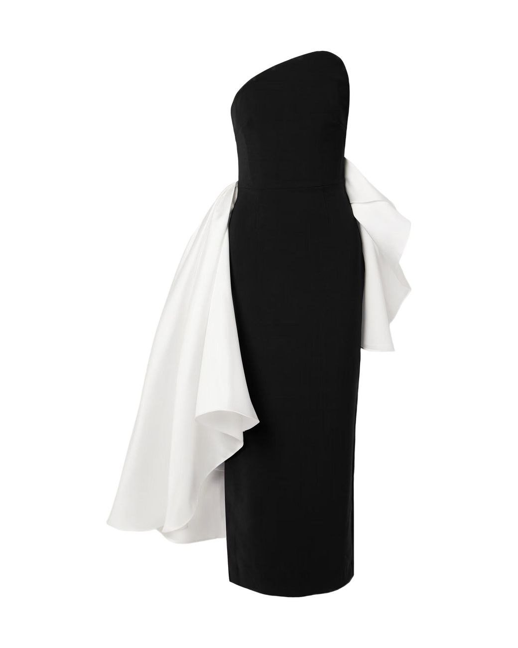 Solace London Black Crepe And Satin-Faille Midi Dress