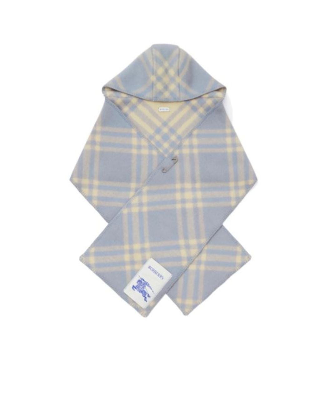 Burberry Blue Tbar Check Hooded Scarf