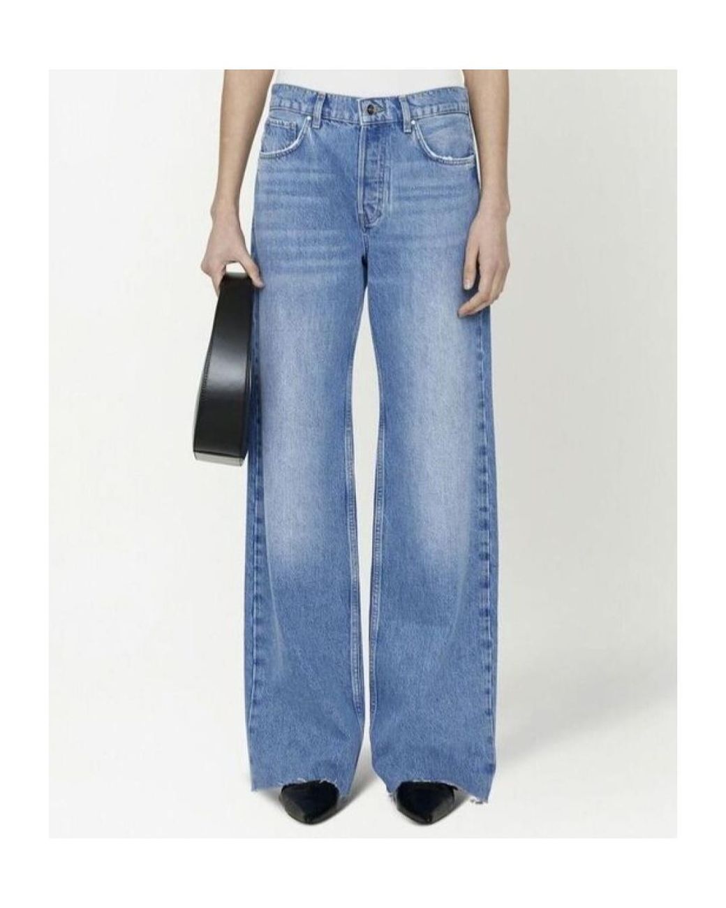 Anine Bing Blue Hugh Logo Patch Jeans