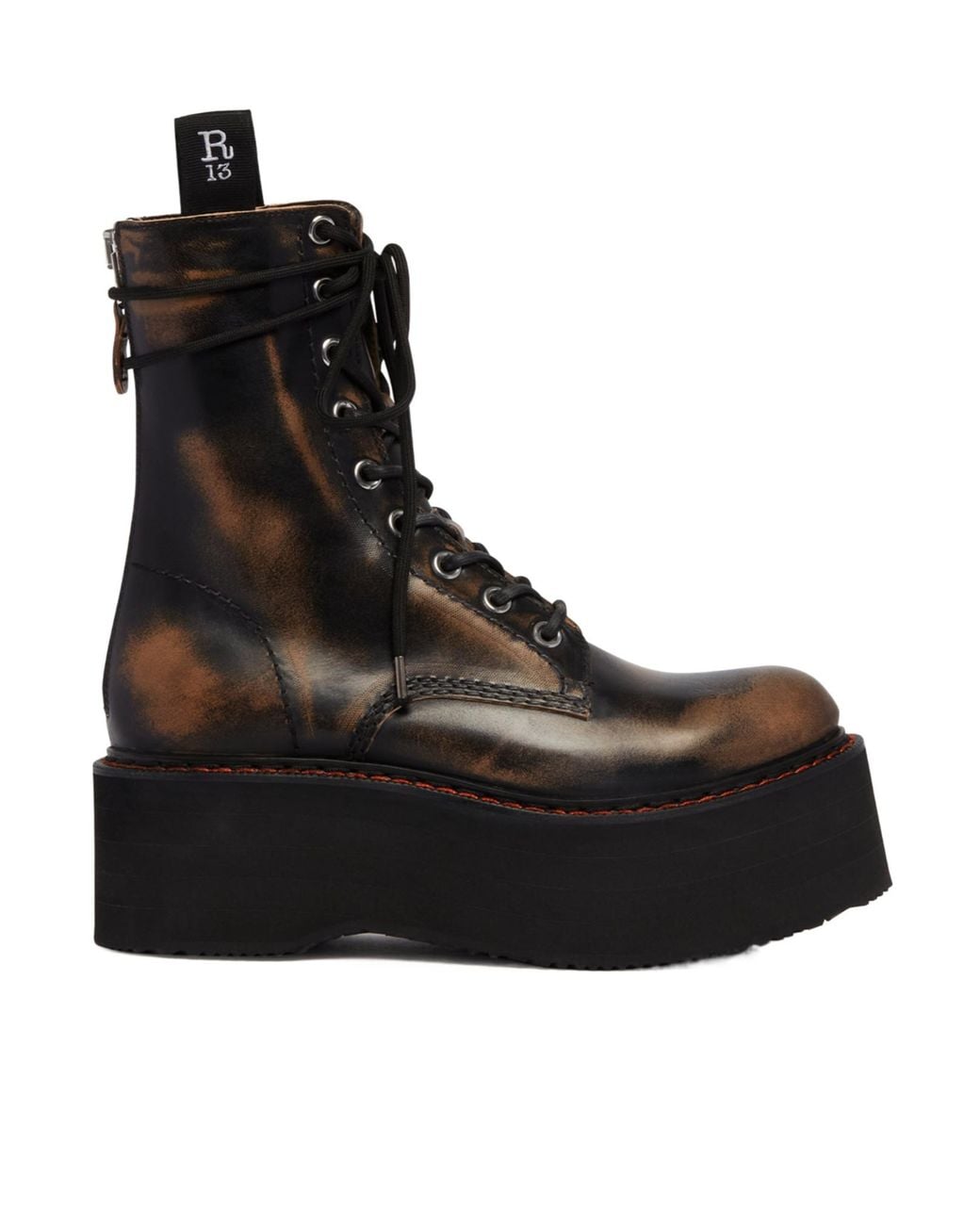 R13 Black Platform Ankle Boots