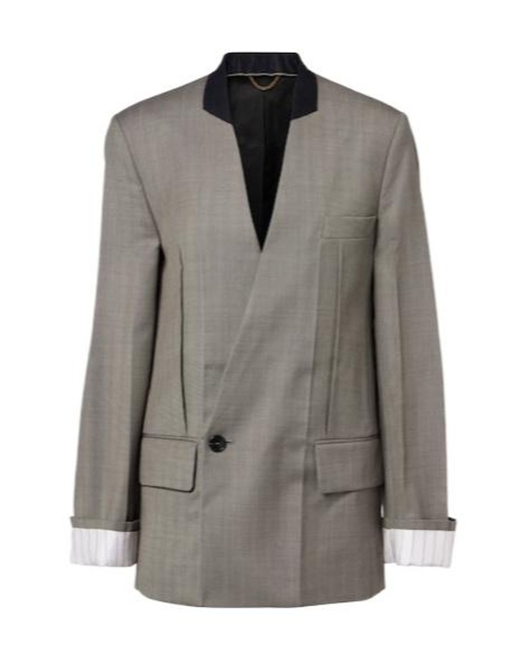 Victoria Beckham Gray Herringbone Virgin Wool Blazer
