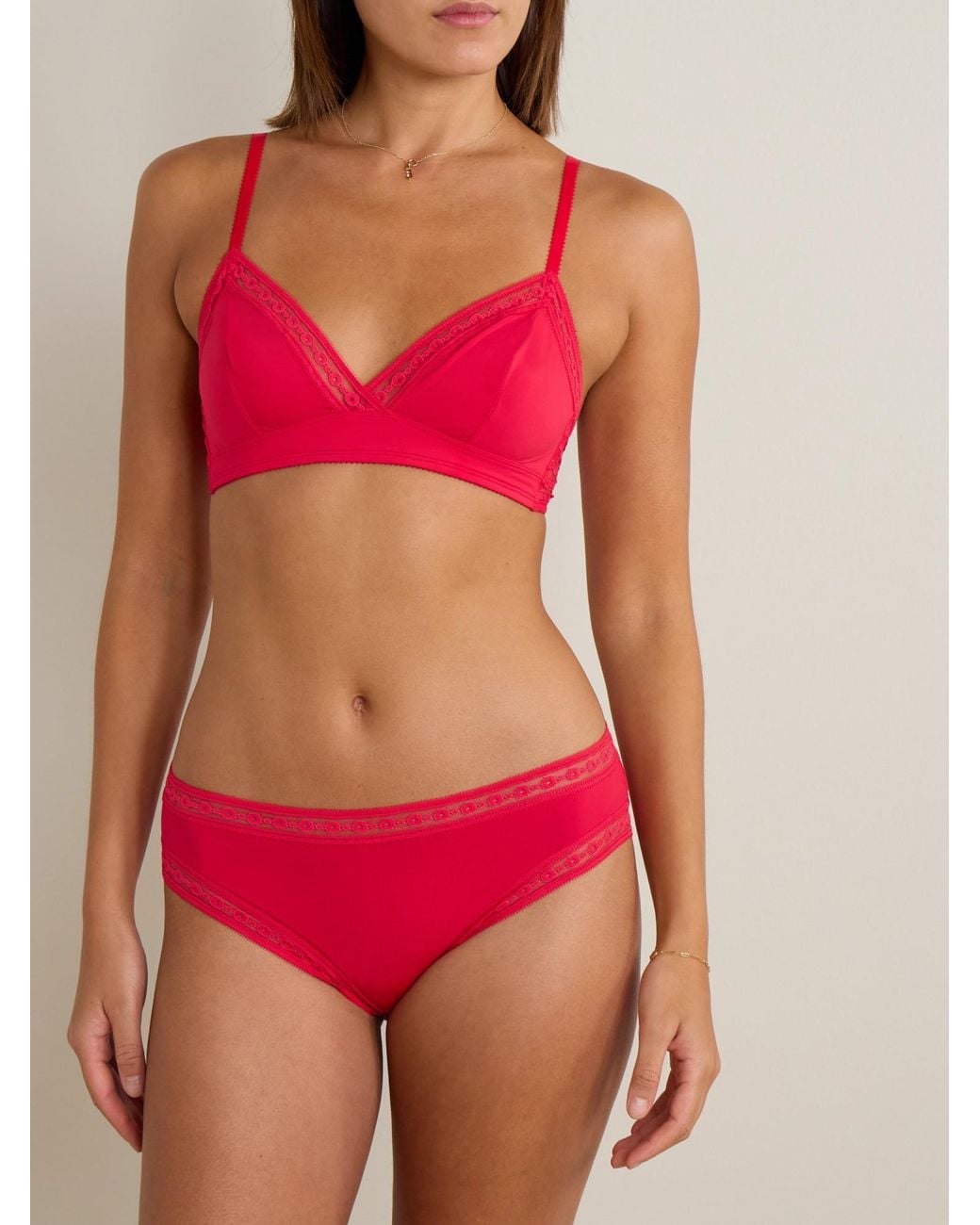 Eres Red Soft Triangle Cup Lace Bra