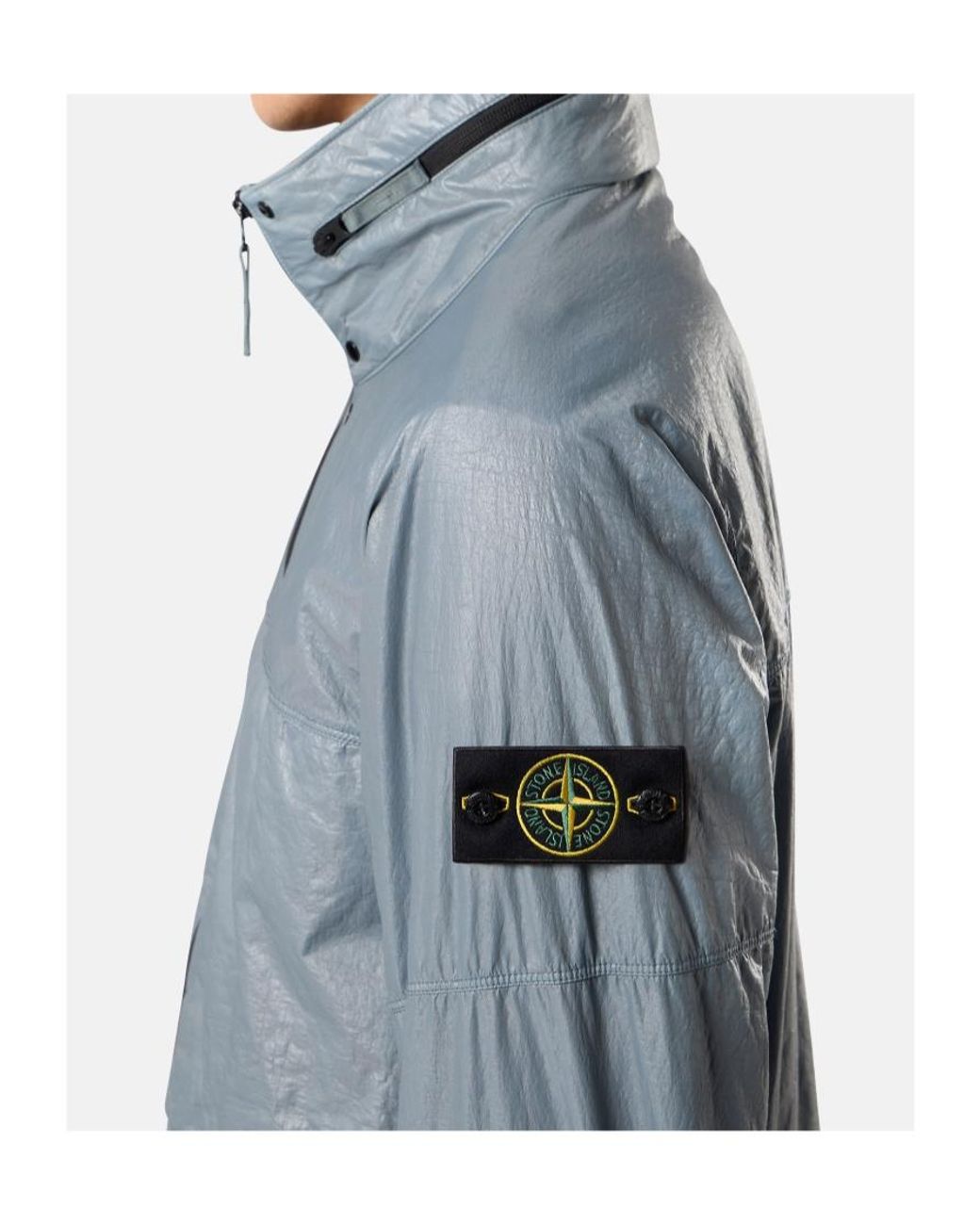 Stone Island Blue Hooded Jacket With Water-Resistant Membrane for men