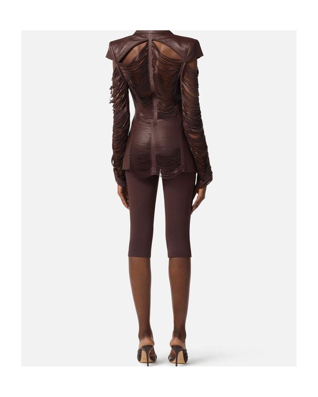 Elisabetta Franchi Brown Satin Insert Capri Trousers