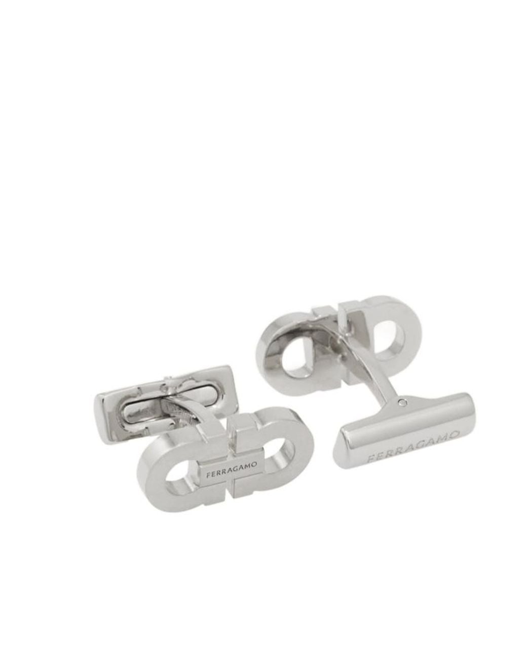 Ferragamo White Double Gancini Cufflinks for men