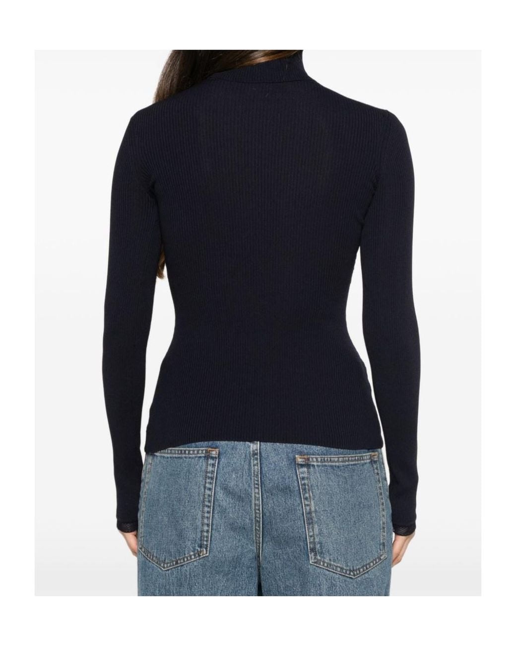 Elisabetta Franchi Blue Logo-Plaque Roll-Neck Sweater