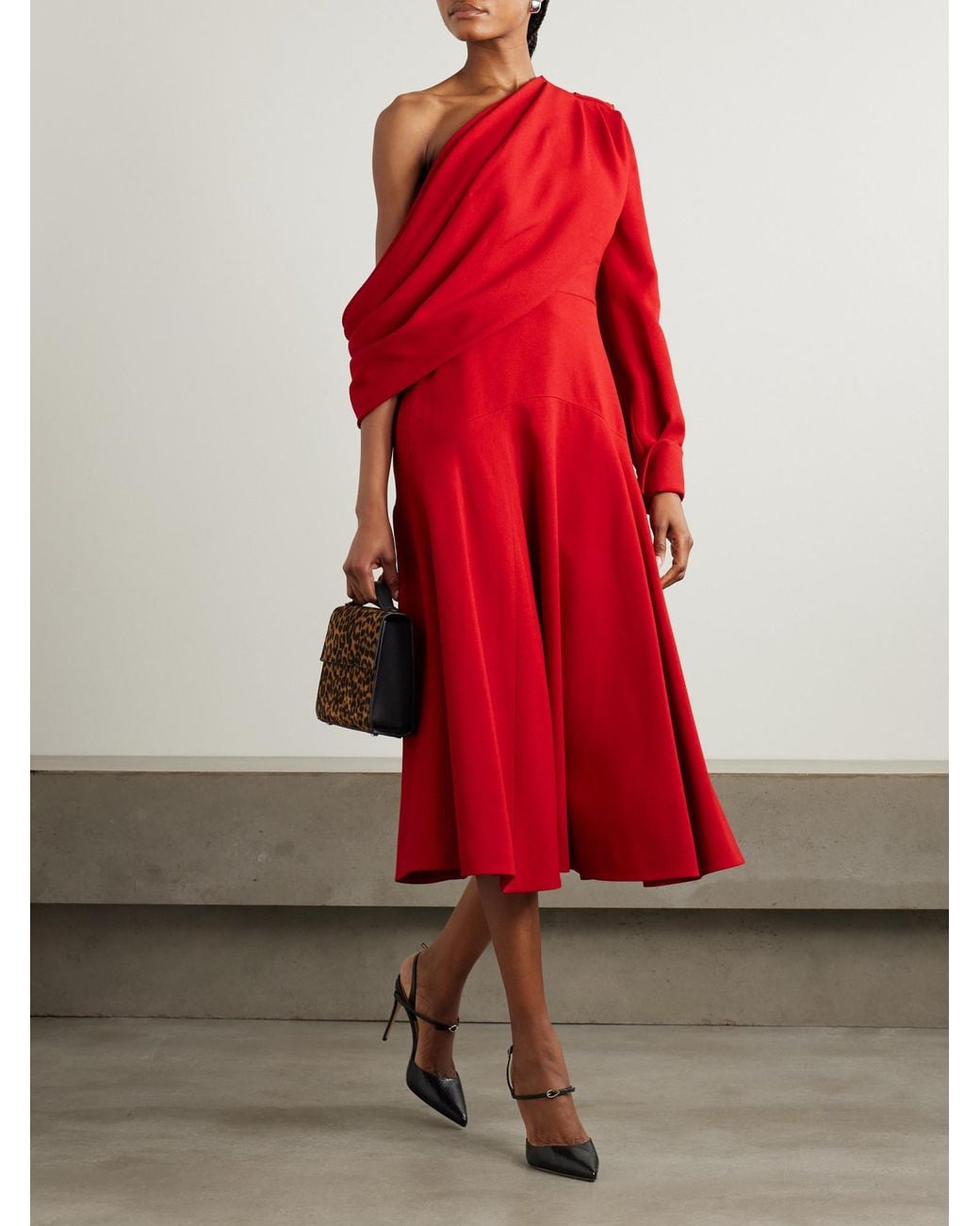 Emilia Wickstead Red One-Shoulder Dress