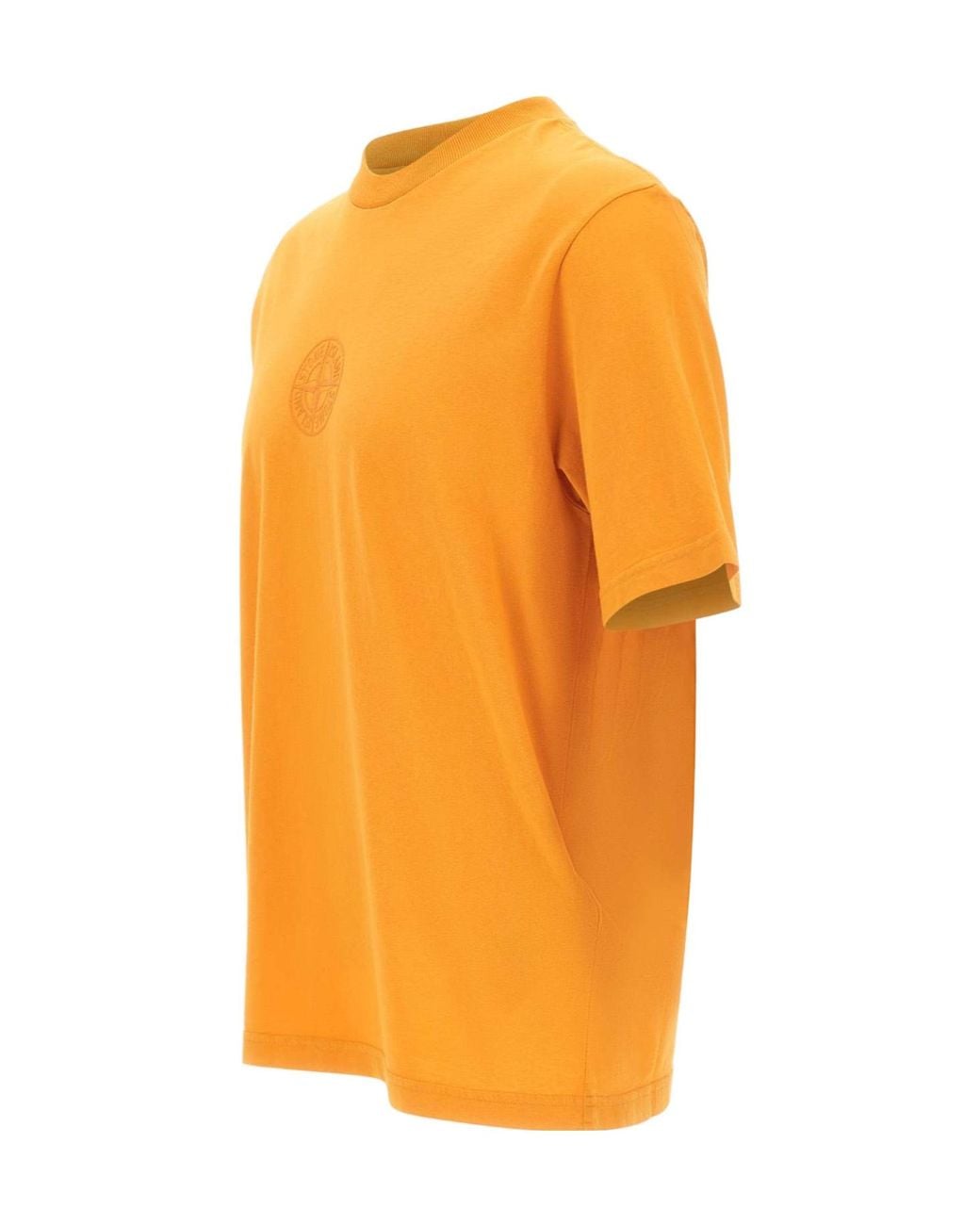 Stone Island Orange Camo Compass Printed Crewneck T-Shirt for men