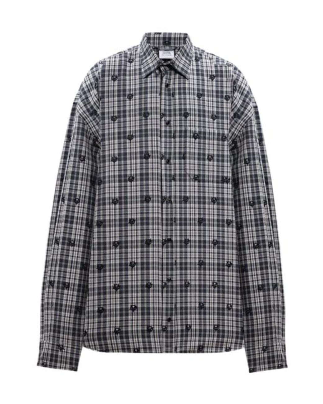 Vetements Gray Turn-Down Collar Long-Sleeve Shirt for men