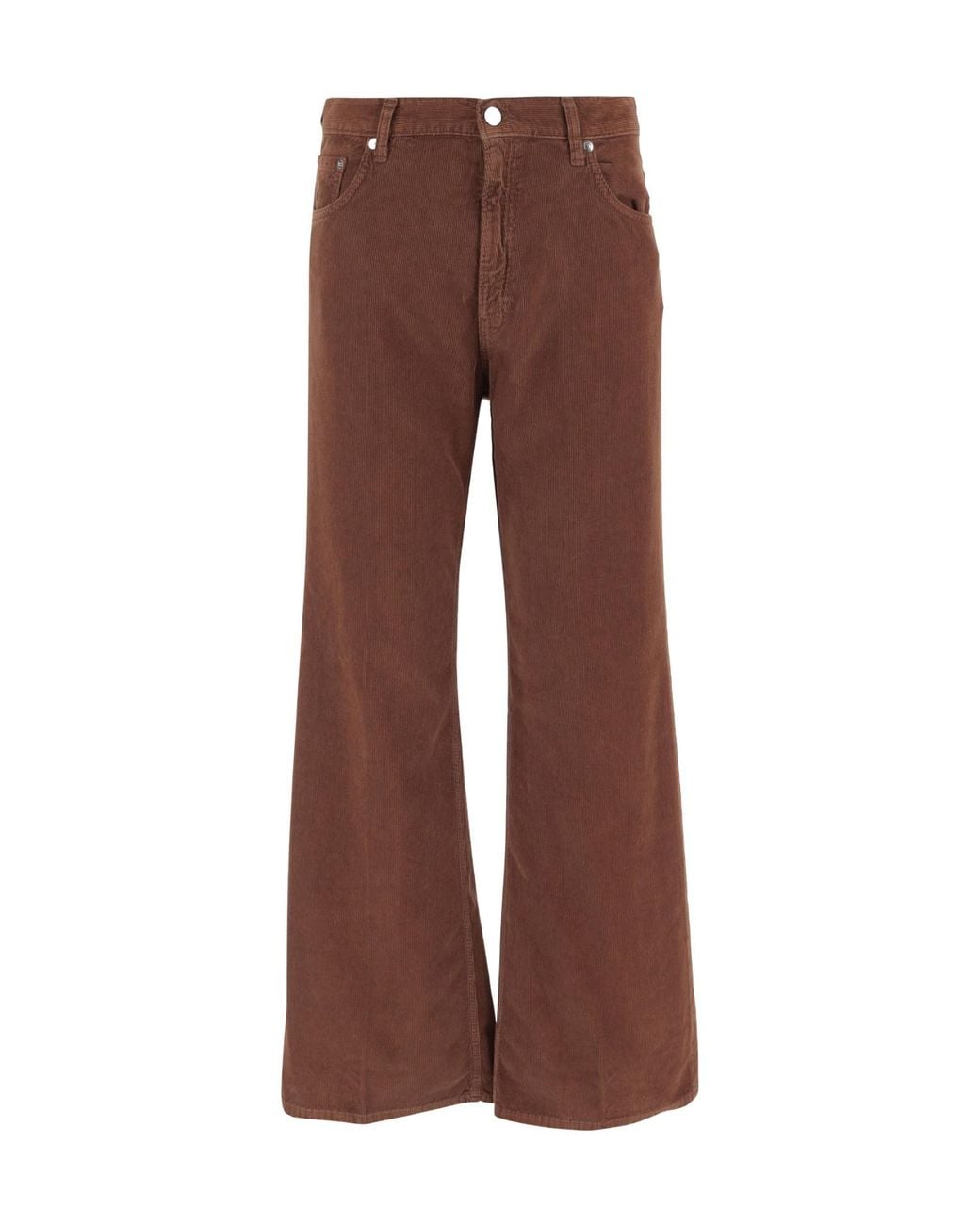 Haikure Brown Ribbed Five-Pocket Pants