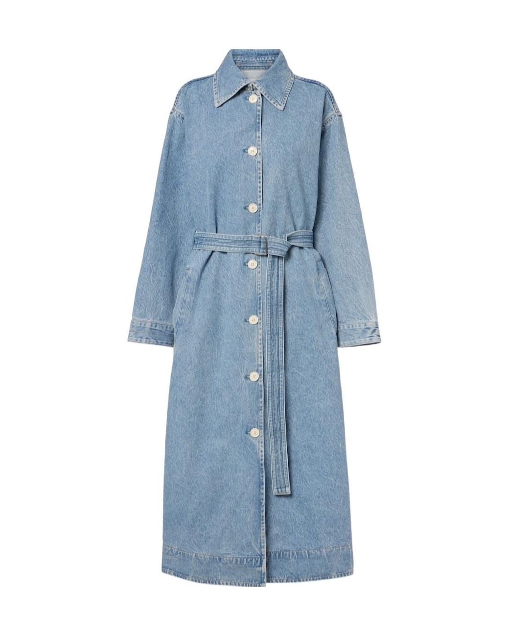 Agolde Blue Long Button-Down Denim Jacket
