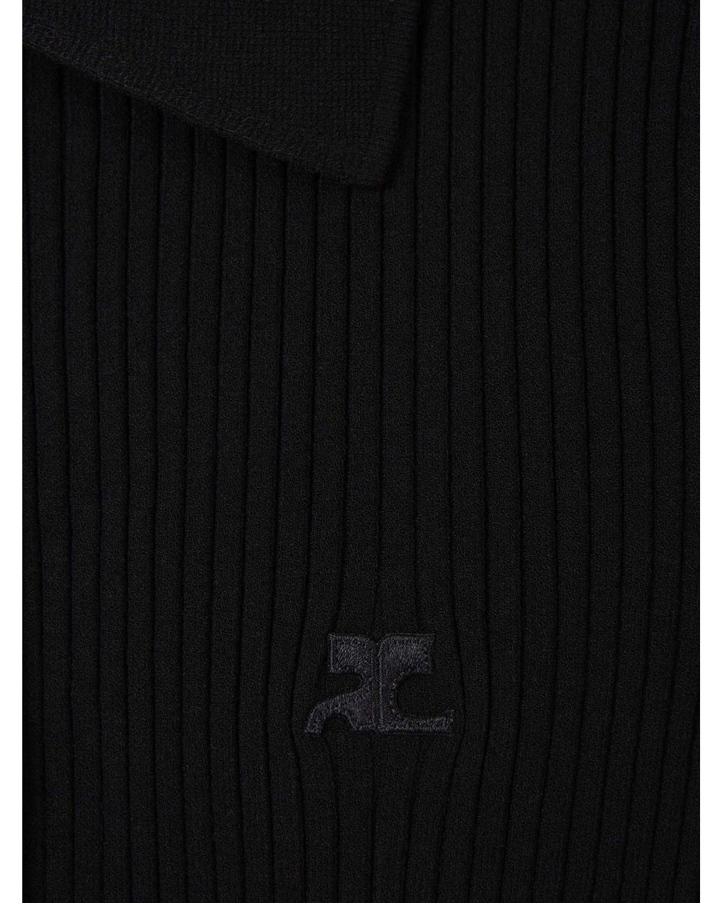 Courreges Black Courrèges Iconic Rib Knit Polo Shirt