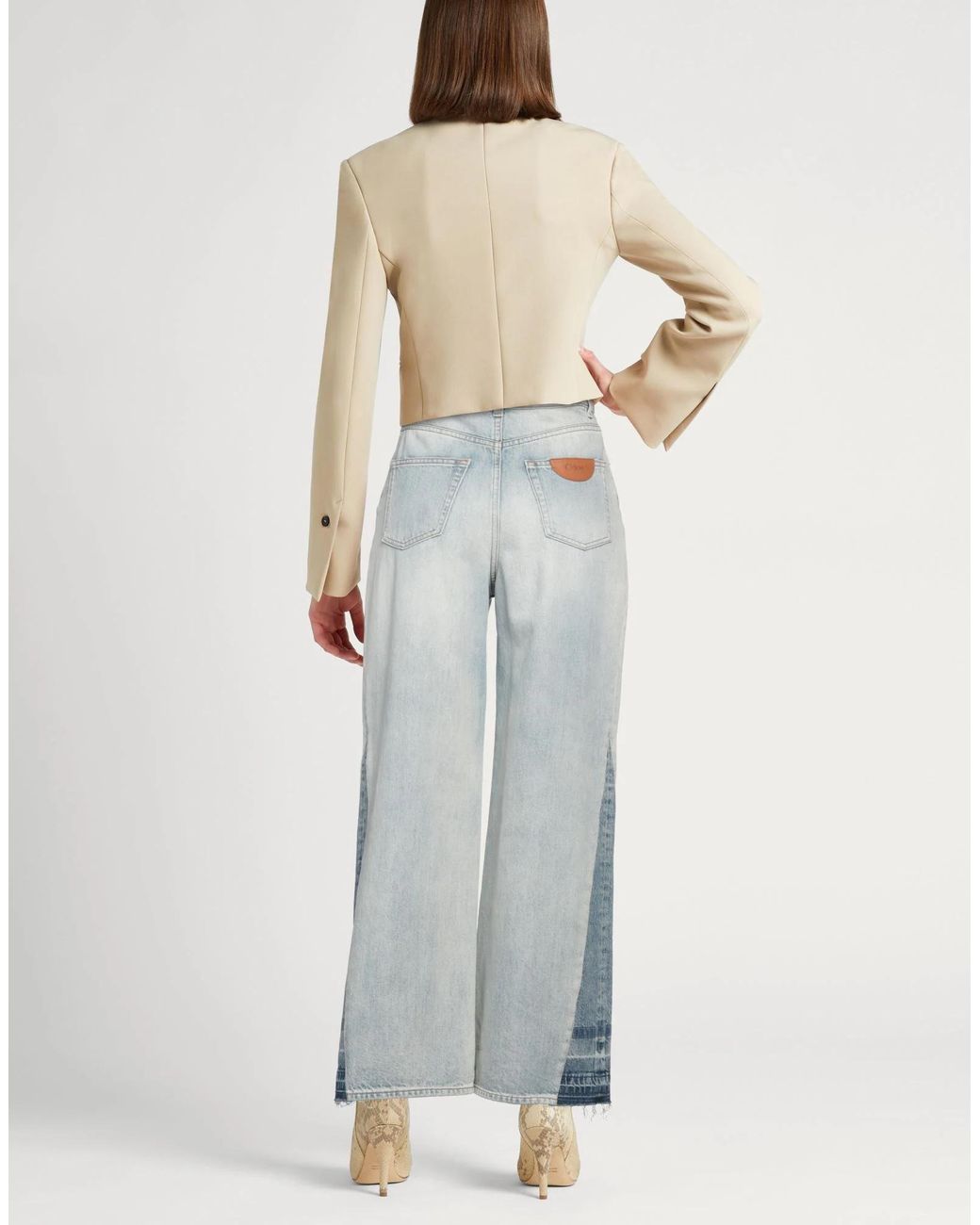 Chloé Gray Light-Colored Denim Wide-Leg Pants