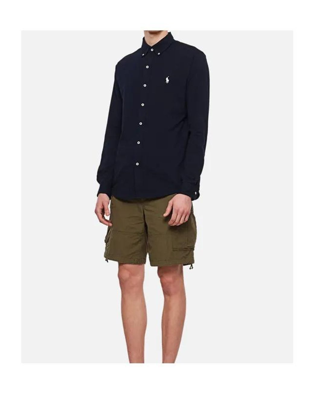 Ralph Lauren Blue Polo Pony Embroidered Buttoned Shirt for men