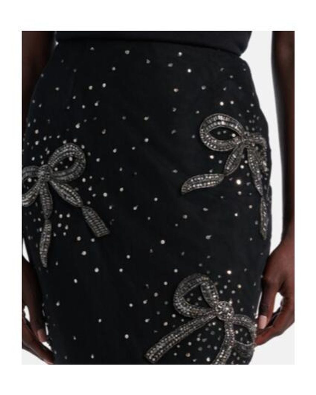 Carolina Herrera Black Embellished Sheer Midi Skirt