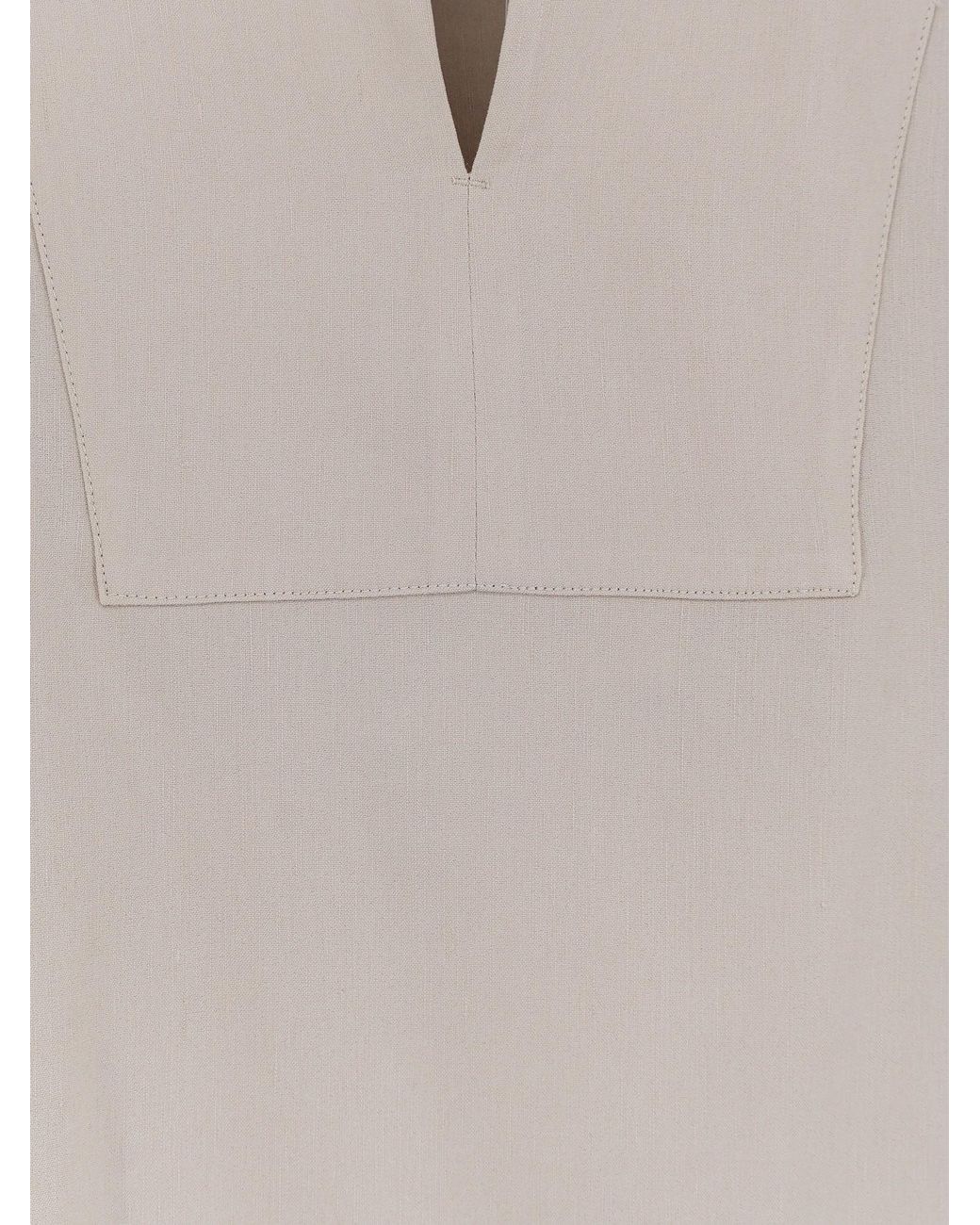 Max Mara White Sospiro V-Neck Top