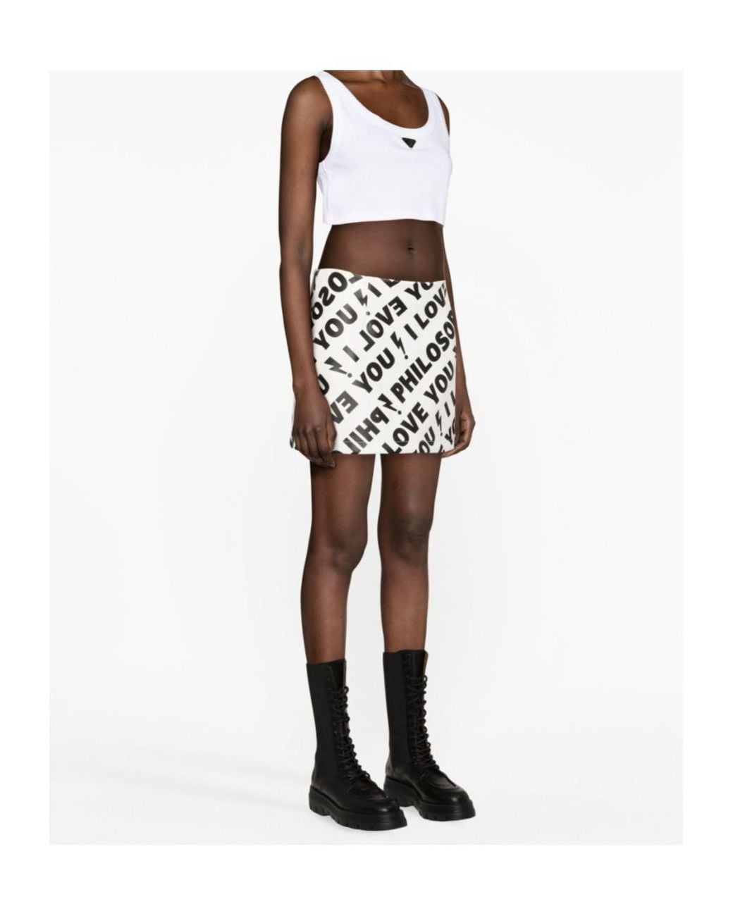 Philosophy Di Lorenzo Serafini White High Waist Mini Skirt