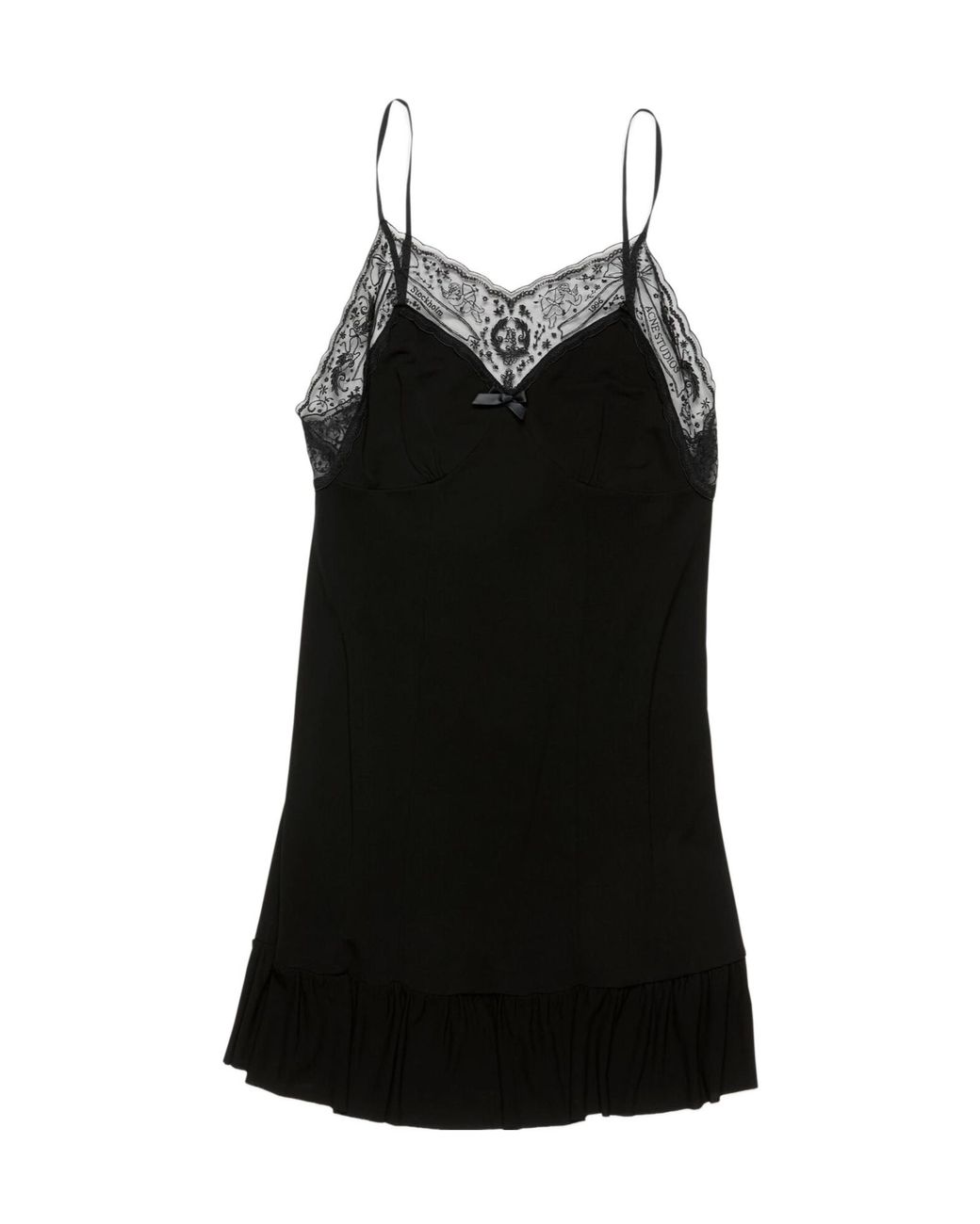 Acne Black Lace-Trim Mini Dress