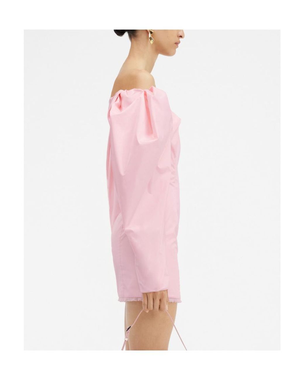 Jacquemus Pink La Robe Taffetas Draped Mini Dress