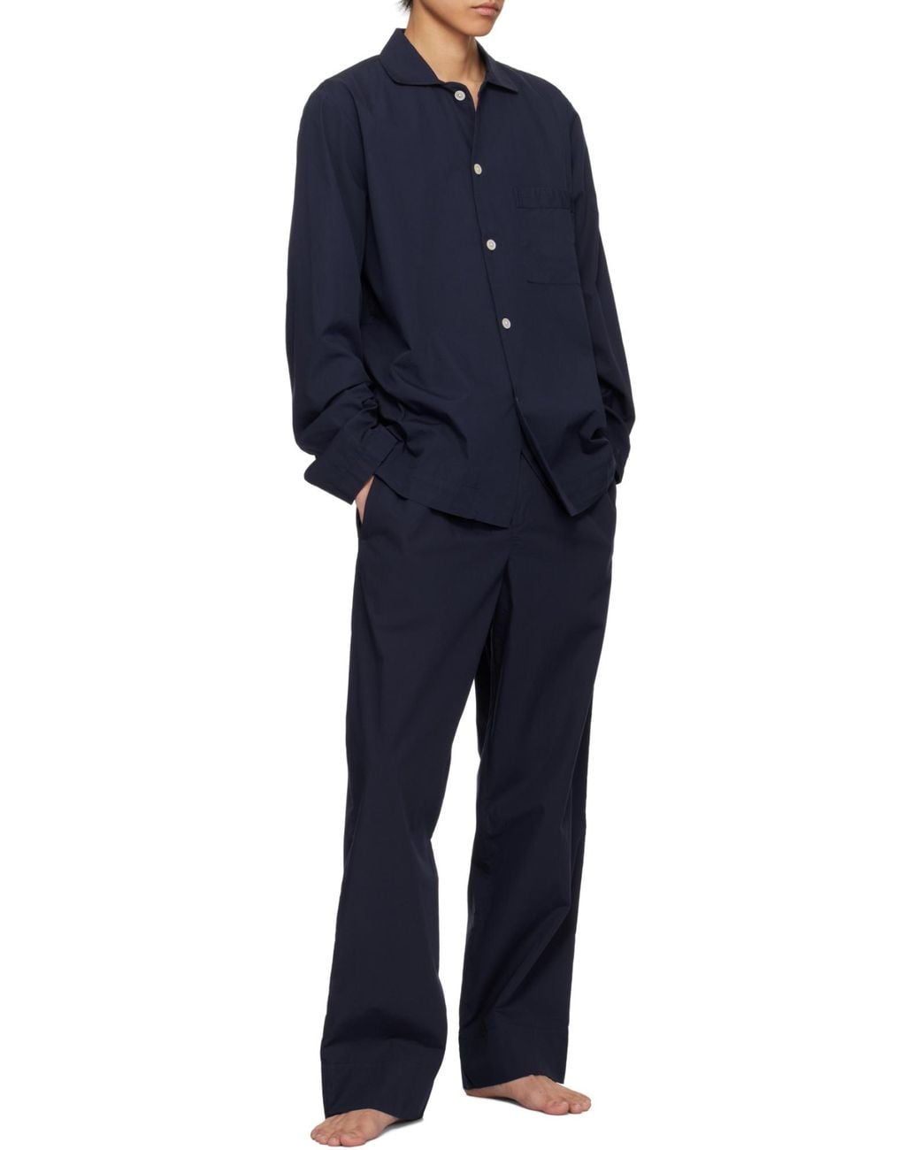 Tekla Blue Long Sleeved Pyjama Shirt for men