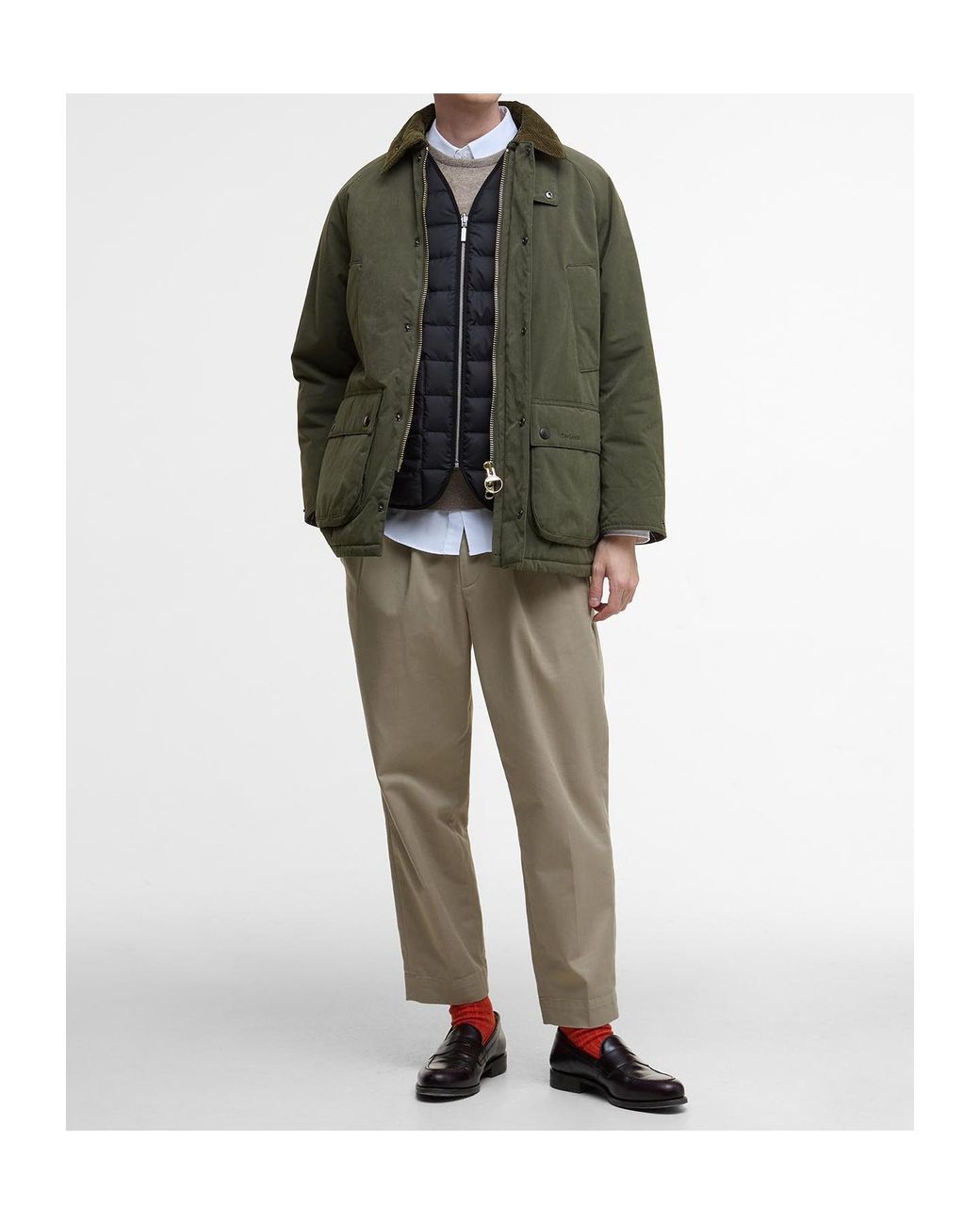 Barbour Green Pocket Detail Buttoned Coat for men