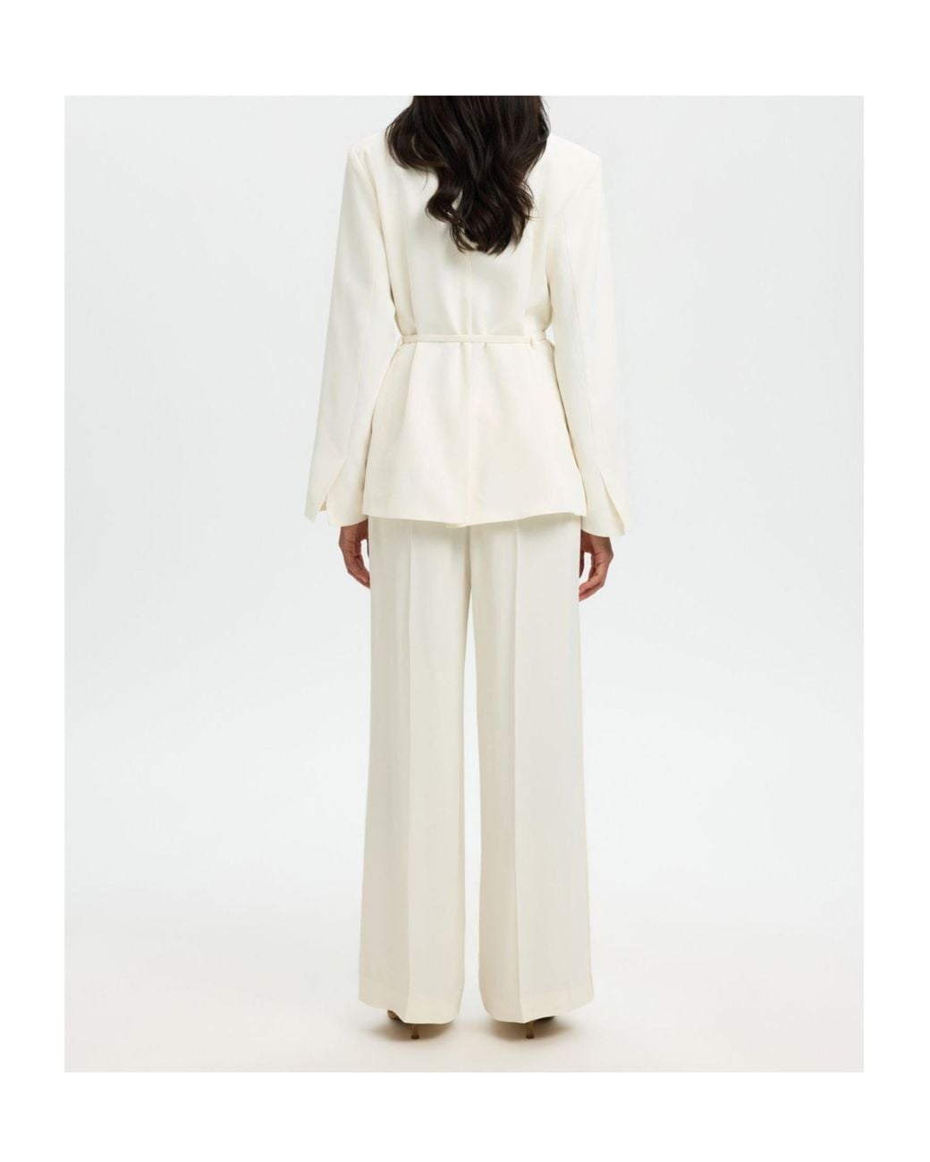 SELECTED White Belted Single-Breasted Blazer