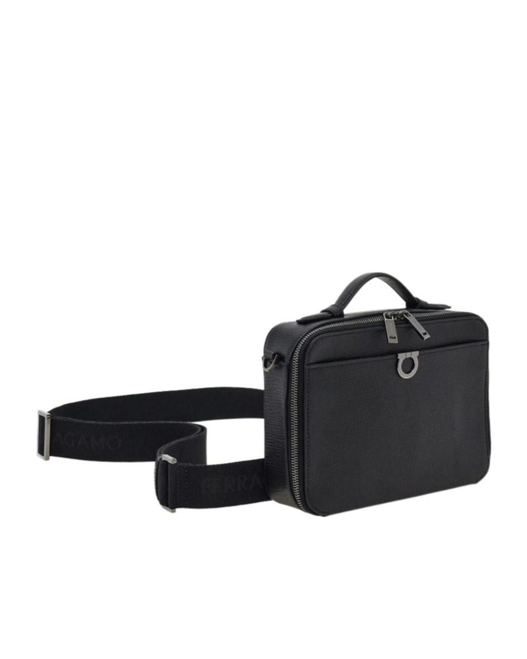 Ferragamo Black Ferragamo Eyewear Embossed Messenger Bag for men