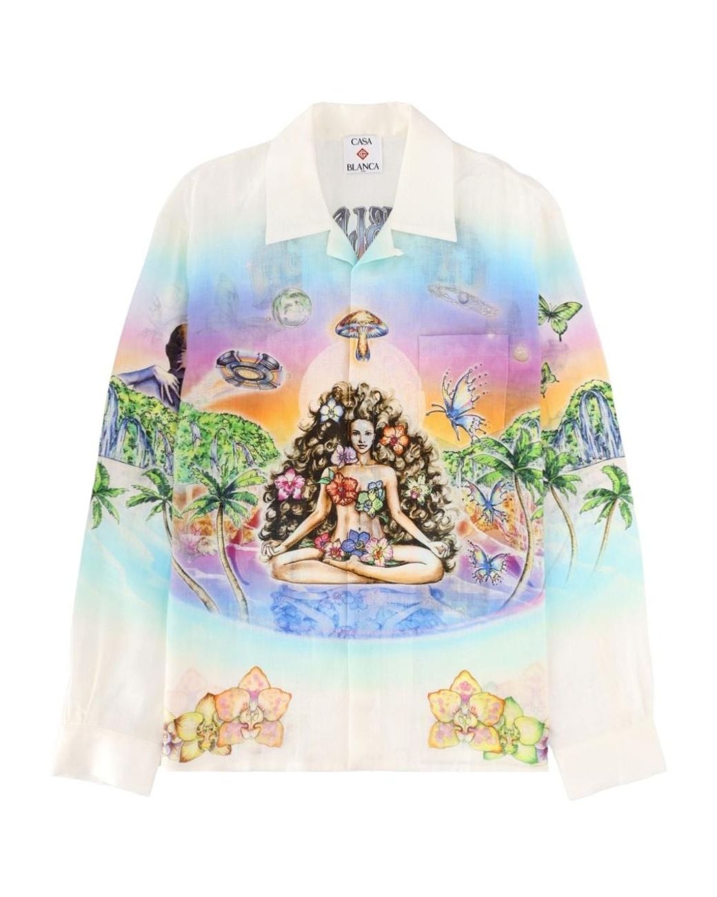 Casablanca White Long Sleeve Camp Collar Shirt for men
