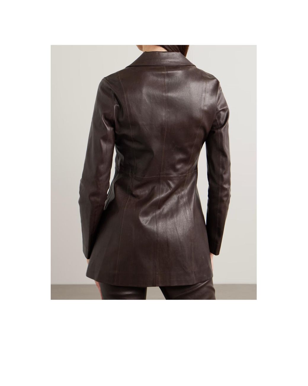 Nour Hammour Brown Long-Sleeved Leather Jacket